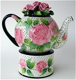 Roses Teapot and 2 Cups and Saucers