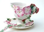 Geranium Cup and Saucer with Spoon